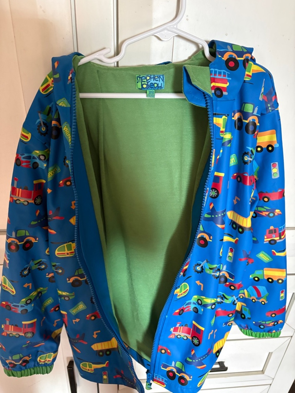 Stephen Joseph Kids' Blue Vehicle Raincoat with Hood - Picture 5 of 7